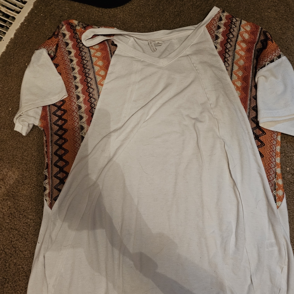 Cato White and Multicolor Tunic Top